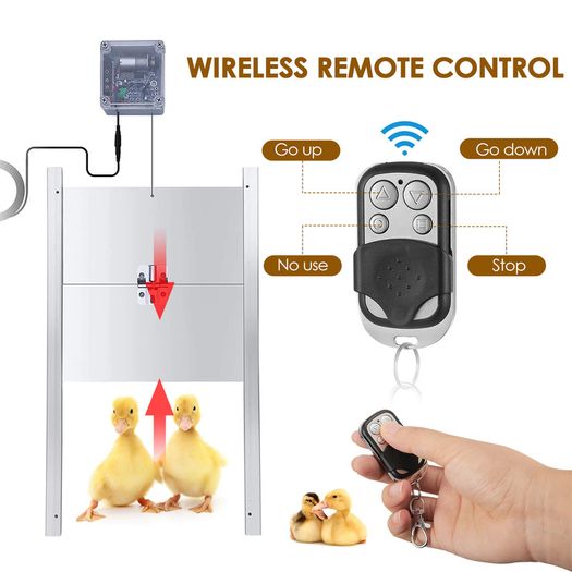 EU Stock Upgraded Timing Control Chicken House Automatic Door Opener 110-220V Pets Dog Door Opener Power Failure Protection