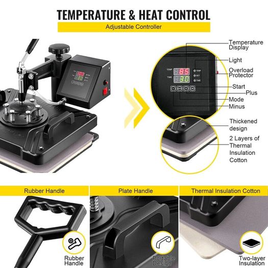 Heat Press 5 in 1 Heat Press Machine 38x30cm T shirt Press Mug Printing Machine Multifuctional