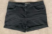 Ladies Black Denim Shorts: Size 14