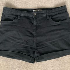 Ladies Black Denim Shorts: Size 14