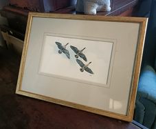 Framed Wildlife Print. Flying Geese Artwork in Gold Frame