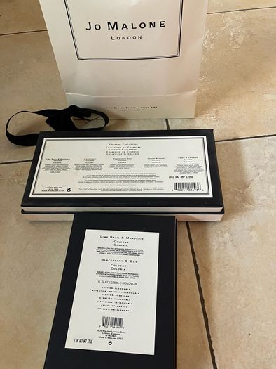 jo malone boxes and gift bag