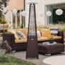 BU-KO Outdoor Patio Gas Heater | Garden, Camp, BBQ Parties | Brown Rattan Pyramid Style 13kw Propane Burner | Portable Wheels, Regulator & Hose | LPG Warm Heating Fire & Water Proof Cover Included Image 6