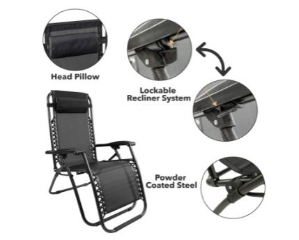 Foldable and Adjustable  2 Set of  Relaxing Recliners for  Garden Chairs, Camping Chairs, Patio and Balcony