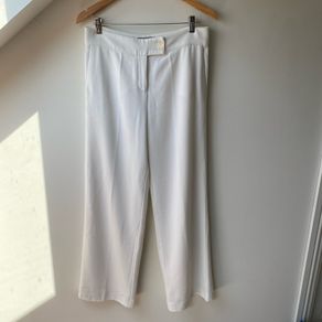 Paul Costelloe White Wide-Leg Tailored Trousers