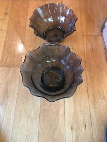2 large vintage  heavy glass handmade bowls