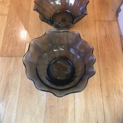 2 large vintage  heavy glass handmade bowls
