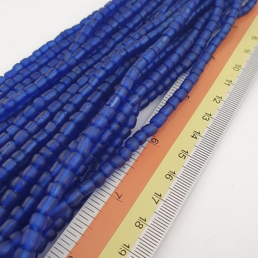 Vintage African Style Blue 4-5.5mm Glass Beads Necklace Strand