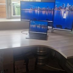 Complete Premium WFH Workstation (Electric Sit-Stand Desk, Dual Screens, Microsoft Dock & Chair)