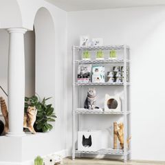 5 Tier Shelf Metal Storage Shelves Wire Rack Closet Organizers for Garage Kitchen Bathroom Laundry White 30 x 75 x 151.1 cm
