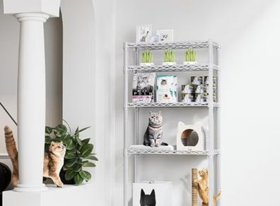 5 Tier Shelf Metal Storage Shelves Wire Rack Closet Organizers for Garage Kitchen Bathroom Laundry White 30 x 75 x 151.1 cm