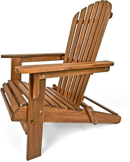 Chair wooden Adirondack Acacia Wood 160 kg Load Capacity Weatherproof Folding Armrests Garden Lounger Chair Balcony  Wooden Chair Ergonomic Brown