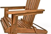 Chair wooden Adirondack Acacia Wood 160 kg Load Capacity Weatherproof Folding Armrests Garden Lounger Chair Balcony  Wooden Chair Ergonomic Brown
