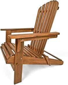 Chair wooden Adirondack Acacia Wood 160 kg Load Capacity Weatherproof Folding Armrests Garden Lounger Chair Balcony  Wooden Chair Ergonomic Brown