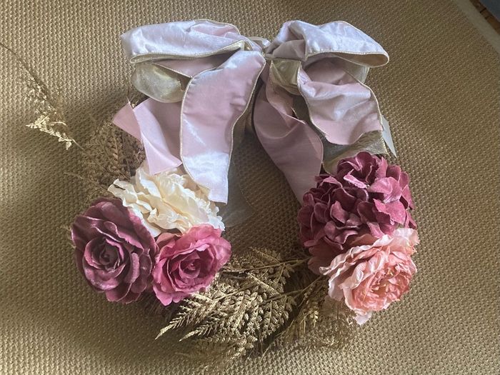 Large gold & pink wreath Brown Thomas