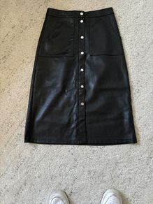 Oasis faux leather A-line skirt size 10