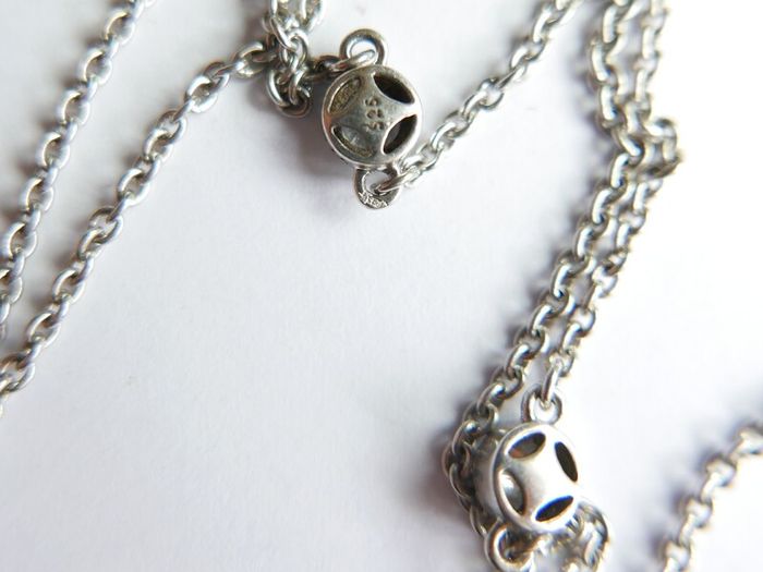 Vintage TI SENTO 925 Sterling Silver Long 30" silver station necklace with clear stones 9,1g                              es