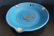 Beautiful Thomas Diem Ceramics Handcrafted Pottery Shallow Dish from the Collectable but Discontinued Torc Range, in Fabulous Shades of Turquoise and Blue