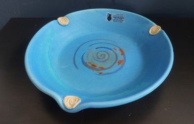 Beautiful Thomas Diem Ceramics Handcrafted Pottery Shallow Dish from the Collectable but Discontinued Torc Range, in Fabulous Shades of Turquoise and Blue