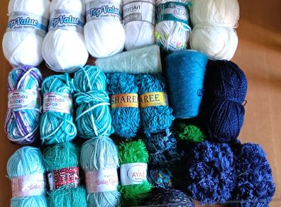 Knitting Yarn ( whites, blues greens ) + new added
