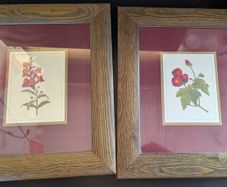 Pierre-Joseph Redoute Botanical Prints Snapdragon Raspberry Framed Pair