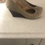 Size 7 wedge beige shoes. Image 3