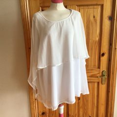 Ladies ZHENZI white floatie chiffon blouse top XXL 24/26 Includes postage