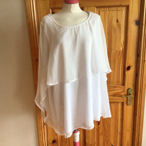 Ladies ZHENZI white floatie chiffon blouse top XXL 24/26 Includes postage