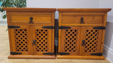 2 Mexican Pine Bedside Cabinets