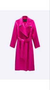 Uterque bright pink alpaca wool coat with belt XS