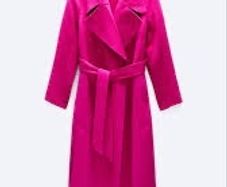 Uterque bright pink alpaca wool coat with belt XS