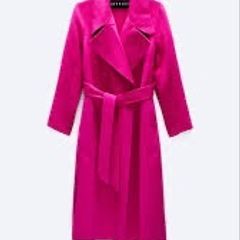 Uterque bright pink alpaca wool coat with belt XS