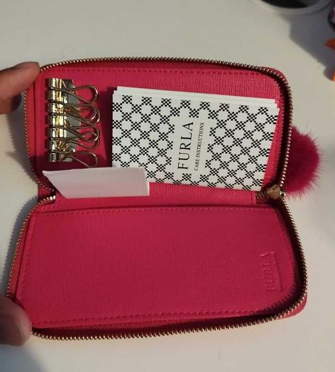 Furla Key Chain Wallet with Furry Key Ring