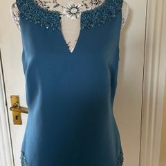 Principles Teal Beaded Sleeveless Top - Size 12