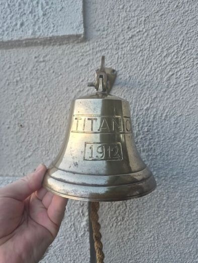 Antique Brass Hanging Wall Titanic Bell 1912  Hanging Nautical Wall Decor