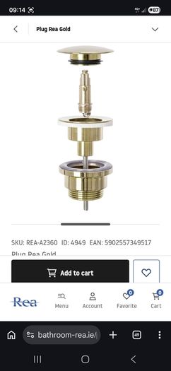 Gold washbasin plug