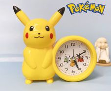 Pokemon Anime Pikachu Catoon Kawaii Model Action Decoration Toy Children Alarm Pointer Clock Student Kids Gift