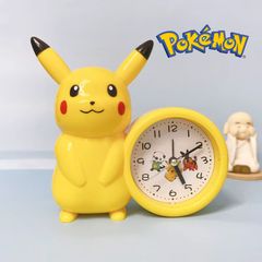 Pokemon Anime Pikachu Catoon Kawaii Model Action Decoration Toy Children Alarm Pointer Clock Student Kids Gift