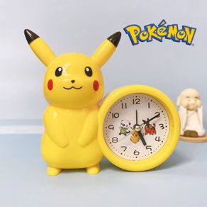 Pokemon Anime Pikachu Catoon Kawaii Model Action Decoration Toy Children Alarm Pointer Clock Student Kids Gift