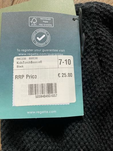 kids beanie hat with torch light Regatta 7-10y New