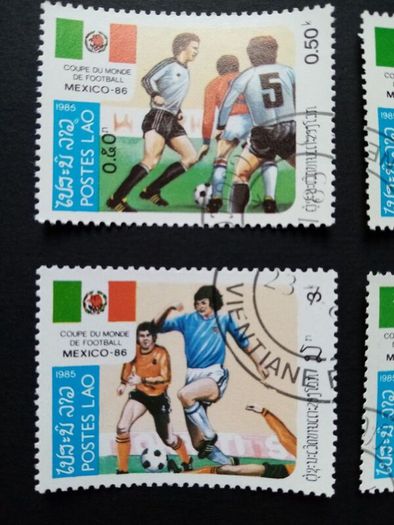 World Cup Mexico Stamps Set Vintage from Laos 1986