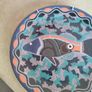 Pam Hall Aboriginal "Fish Dreaming" original collectors Hanging plate, Baribunma. Image 4
