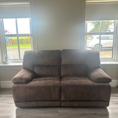 2 seater brown recliner sofa