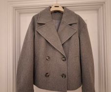 Grey Oversized Double Breasted Coat - Size S