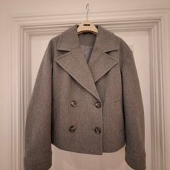 Grey Oversized Double Breasted Coat - Size S