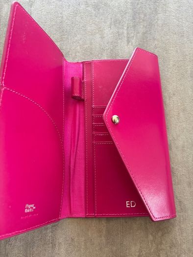 Pink travel holder - from recycled leather