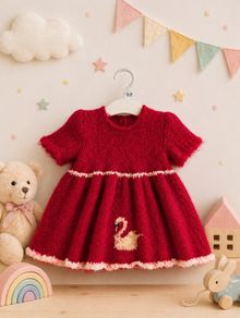 Girl's Handknit Dress in Mohair.