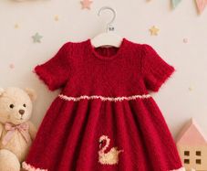 Girl's Handknit Dress in Mohair.