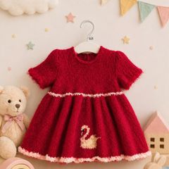 Girl's Handknit Dress in Mohair.