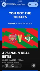 Arsenal V Real Betis Tickets